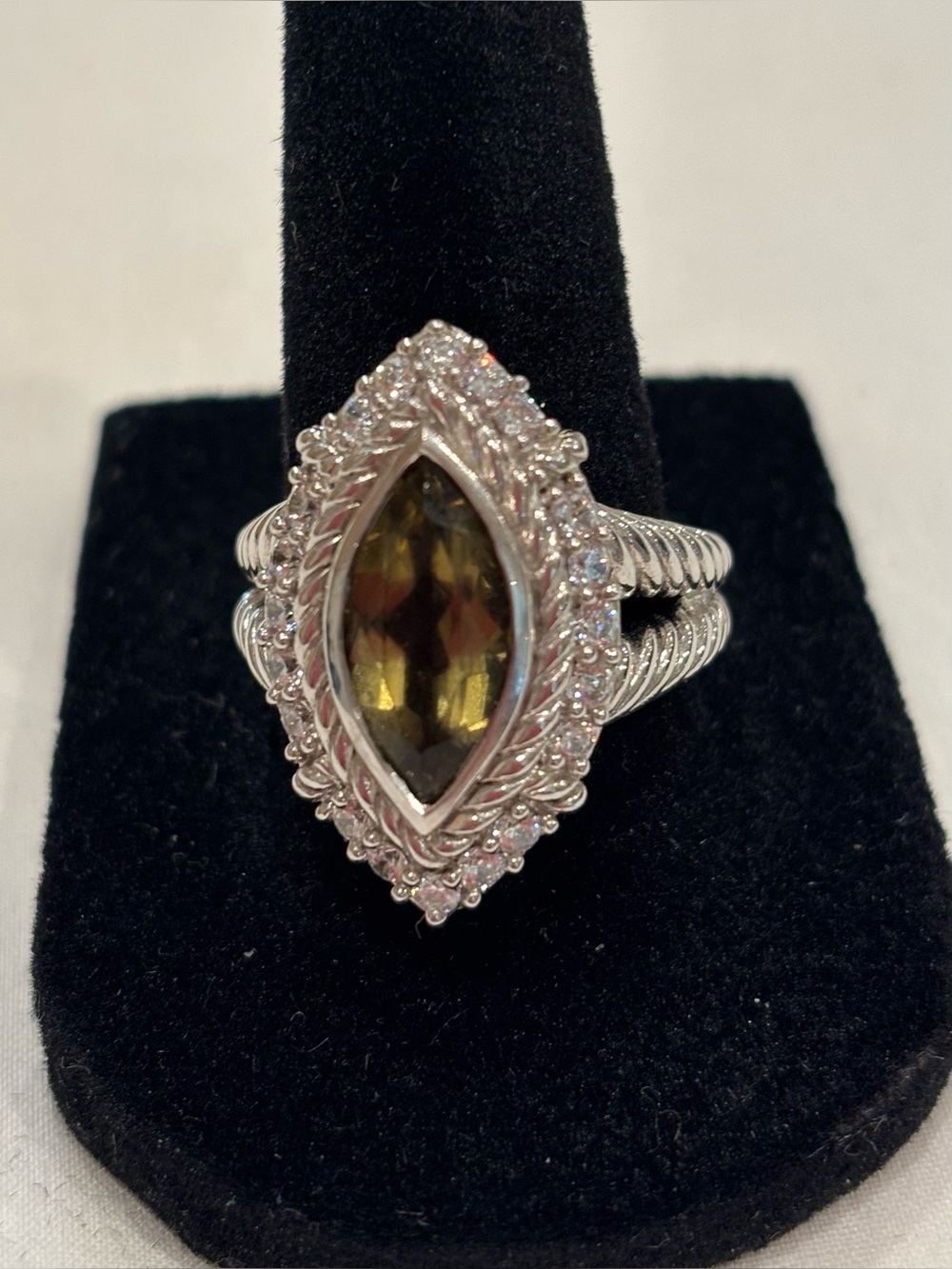 Judith Ripka 925 Marquise Quartz Ring. Size 8